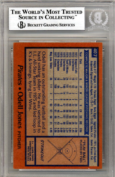 Odell Jones Autographed 1978 Topps Card #407 Pittsburgh Pirates Beckett BAS #10211477