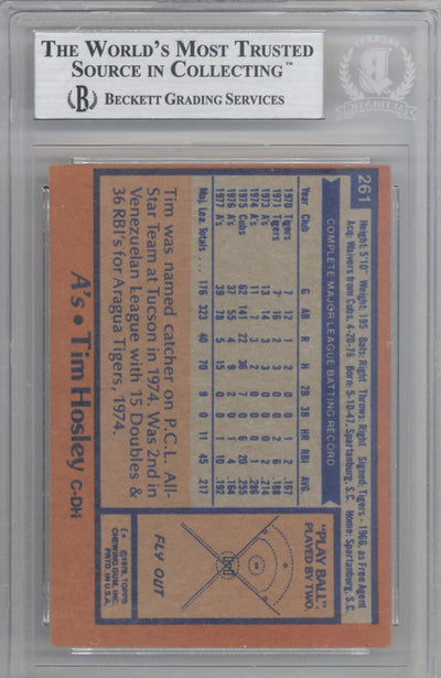 Tim Hosley Autographed 1978 Topps Card #261 Oakland A's Beckett BAS #10211482