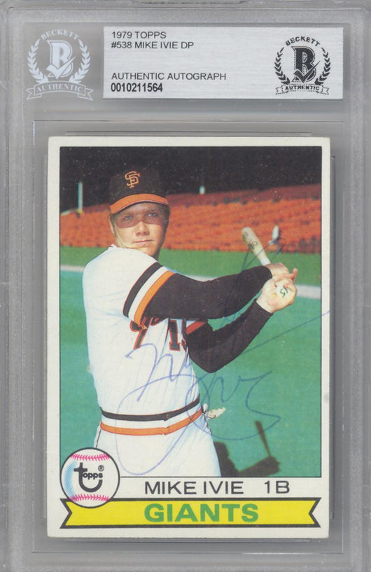 Mike Ivie Autographed 1979 Topps Card #538 San Diego Padres Beckett BAS #10211564