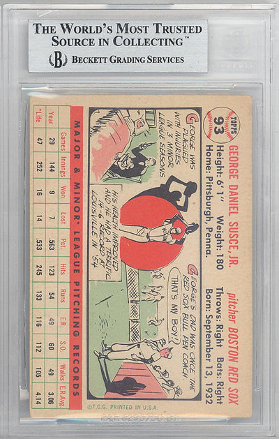George Susce Jr. Autographed 1956 Topps Card #93 Boston Red Sox Beckett BAS #10265625