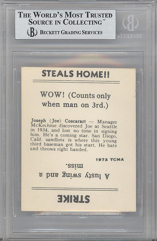 Joe Coscarart Autographed 1972 TCMA Card "Best Wishes" Beckett BAS #10265667