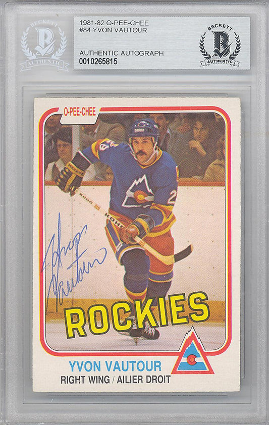 Yvon Vautour Autographed 1981-82 O-Pee-Chee Card #84 Colorado Rockies Beckett BAS #10265815