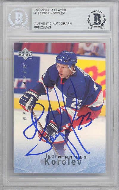 Igor Korolev Autographed 1995-96 Upper Deck Be A Player Card #135 Winnipeg Jets Beckett BAS #10266521