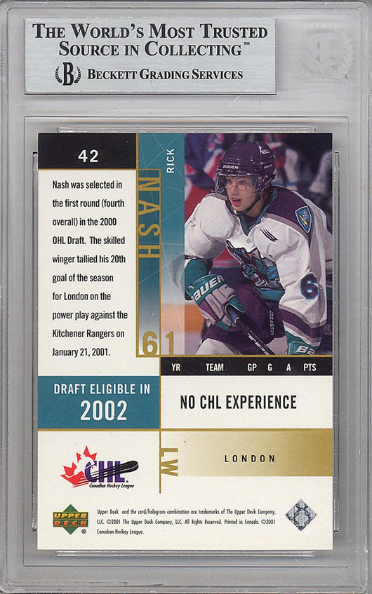 Rick Nash Autographed 2000-01 Upper Deck CHL Rookie Card #42 Beckett BAS #10266670