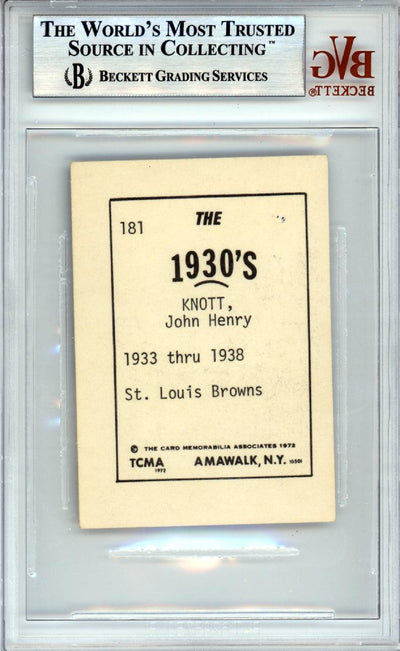 Jack Knott Autographed 1972 TCMA Card #181 St. Louis Browns Beckett BAS #10378395