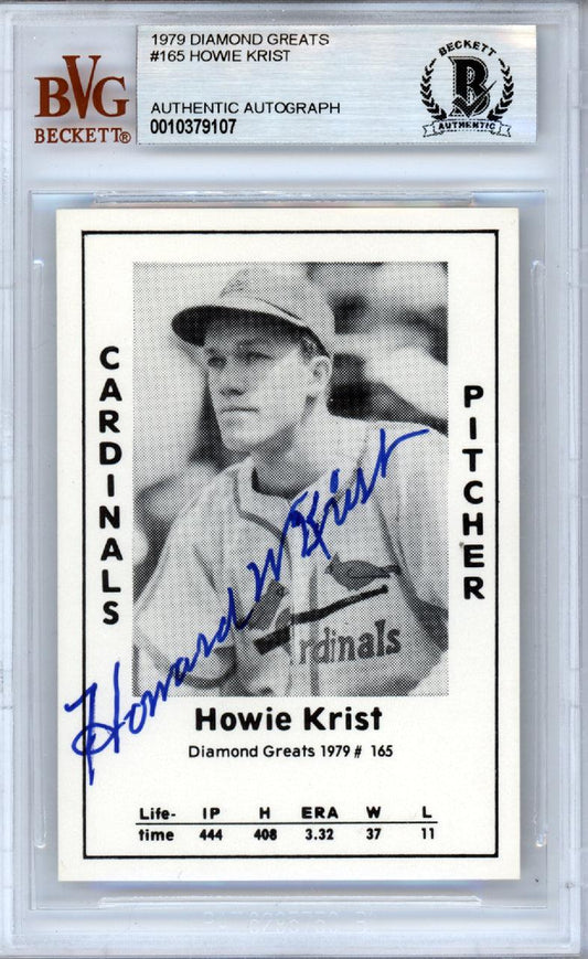 Howie Krist Autographed 1979 Diamond Greats Card #165 St. Louis Cardinals Beckett BAS #10379107