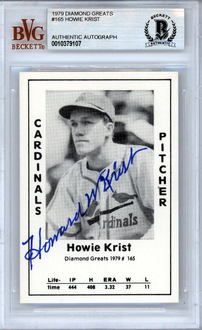 Howie Krist Autographed 1979 Diamond Greats Card #165 St. Louis Cardinals Beckett BAS #10379107