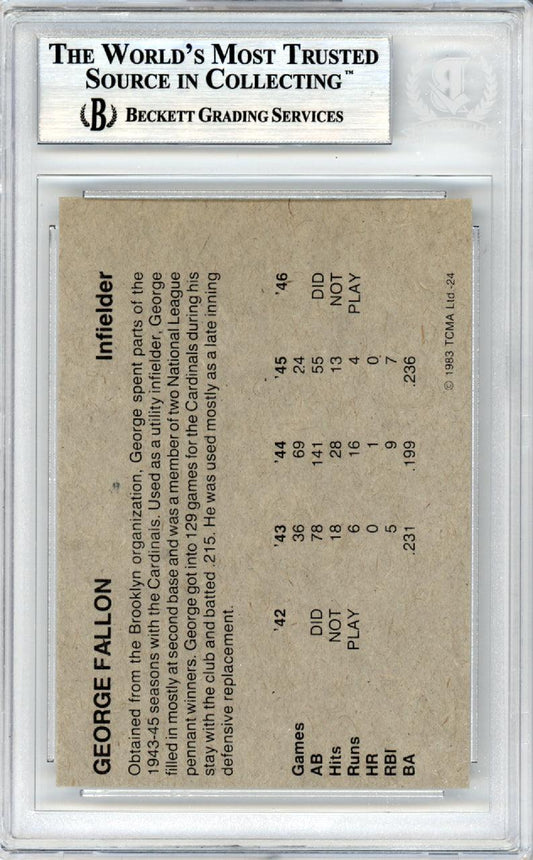 George Fallon Autographed 1983 TCMA Card #24 St. Louis Cardinals Beckett BAS #10379296