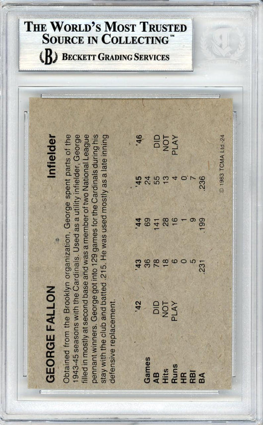 George Fallon Autographed 1983 TCMA Card #24 St. Louis Cardinals Beckett BAS #10379296