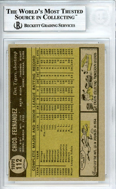 Chico Fernandez Autographed 1961 Topps Card #112 Detroit Tigers Beckett BAS #10540091