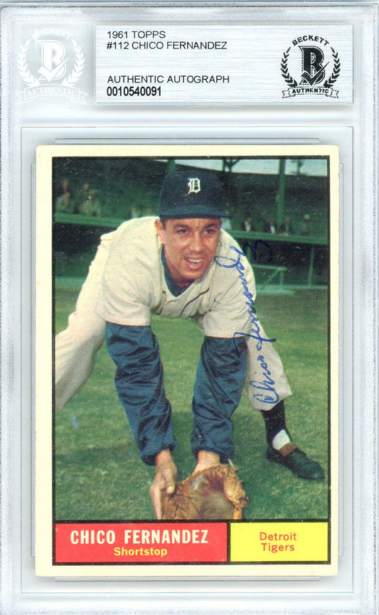 Chico Fernandez Autographed 1961 Topps Card #112 Detroit Tigers Beckett BAS #10540091