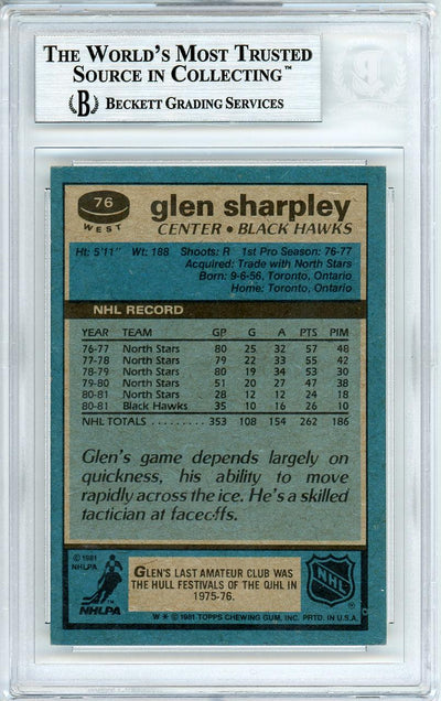 Glen Sharpley Autographed 1981 Topps Card #76 Chicago Blackhawks Beckett BAS #10540421