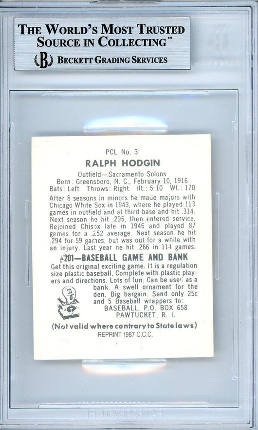 Ralph Hodgin Autographed 1987 CCC Reprint Card #3 Beckett BAS #10540535