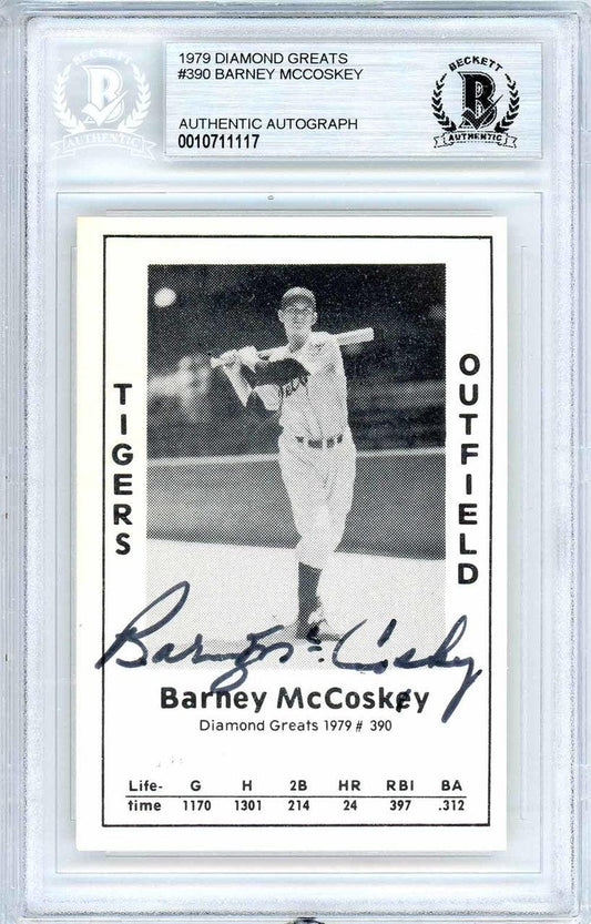 Barney McCoskey Autographed 1979 Diamond Greats Card #390 Detroit Tigers Beckett BAS #10711117