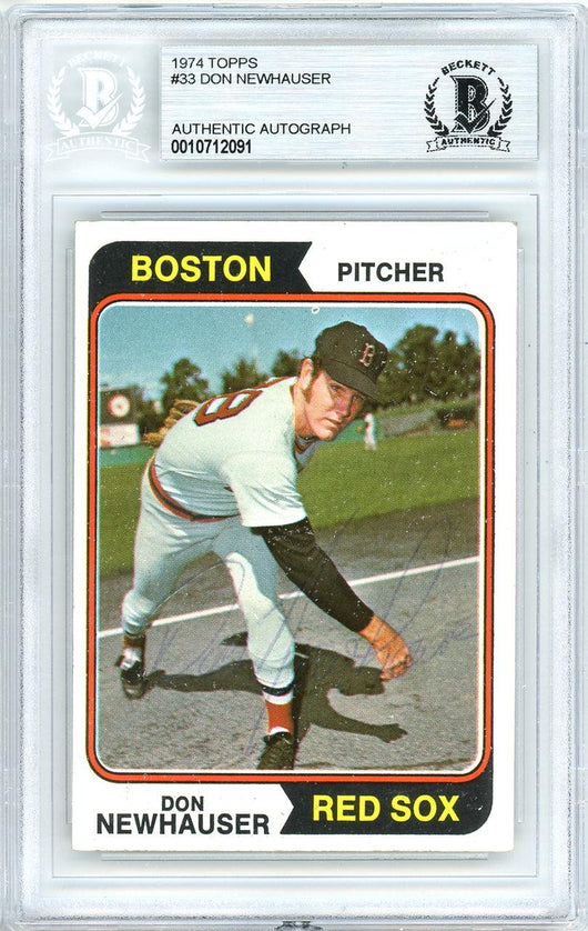 Don Newhauser Autographed 1974 Topps Card #33 Boston Red Sox Beckett BAS #10712091