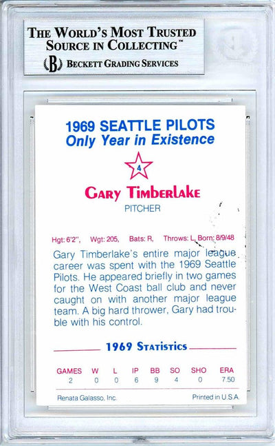 Gary Timberlake Autographed 1983 Renata Galasso Card #4 Seattle Pilots Beckett BAS #10712166