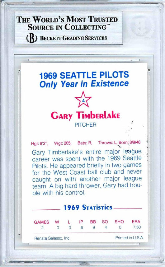 Gary Timberlake Autographed 1983 Renata Galasso Card #4 Seattle Pilots Beckett BAS #10712166