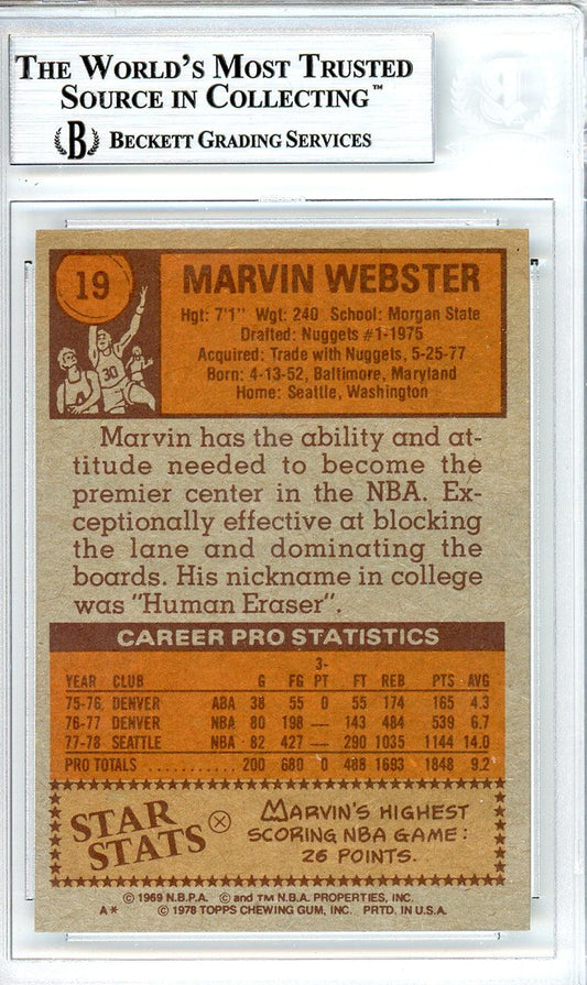 Marvin Webster Autographed 1978-79 Topps Card #19 Seattle Supersonics Beckett BAS #10712248