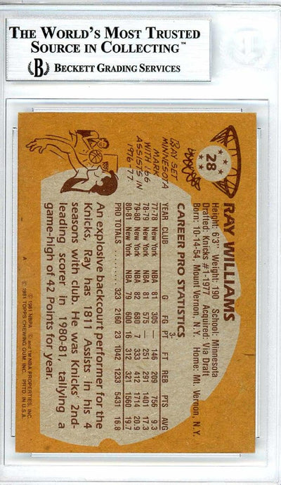 Ray Williams Autographed 1981-82 Topps Card #28 New York Knicks Beckett BAS #10712282