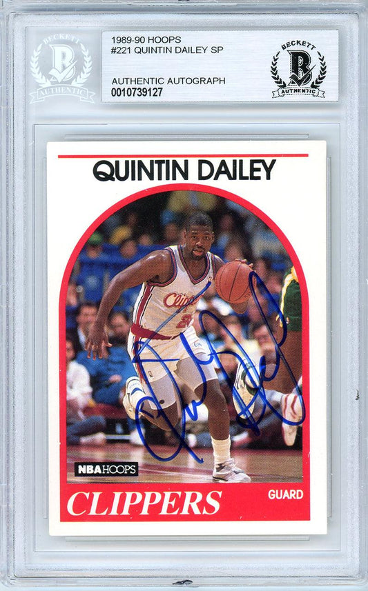 Quintin Dailey Autographed 1989-90 Hoops Card #221 Los Angeles Clippers Beckett BAS #10739127