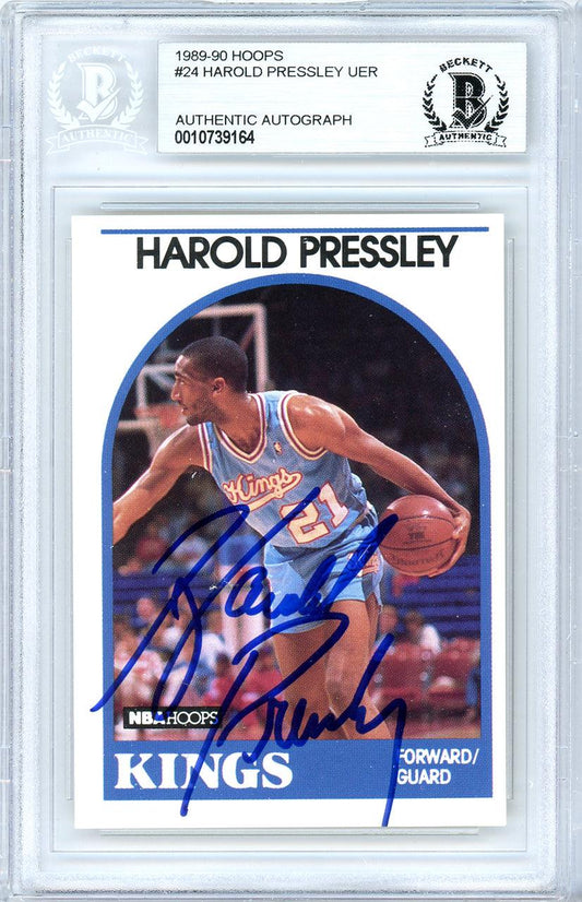 Harold Pressley Autographed 1989-90 Hoops Card #24 Sacramento Kings Beckett BAS #10739164