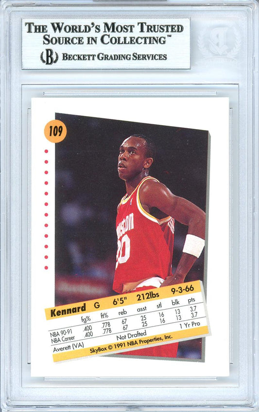 Kennard Winchester Autographed 1991-92 Skybox Rookie Card #109 Houston Rockets Beckett BAS #10739415
