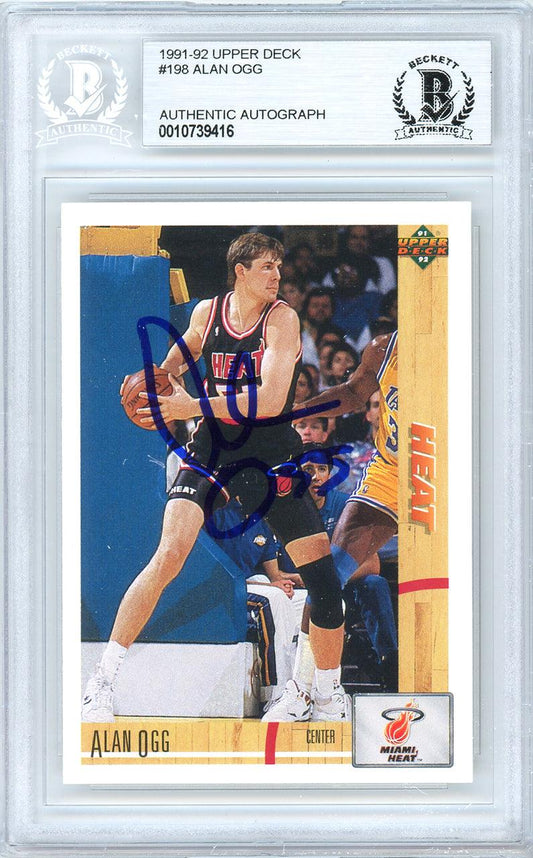 Alan Ogg Autographed 1991-92 Upper Deck Rookie Card #198 Miami Heat Beckett BAS #10739416