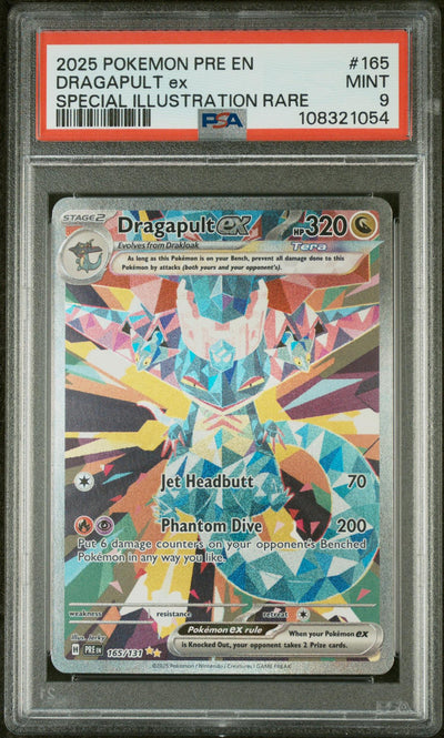 2025 Pokemon Scarlet and Violet Prismatic Evolutions Special Illustration Rare Dragapult Ex #165 PSA 9