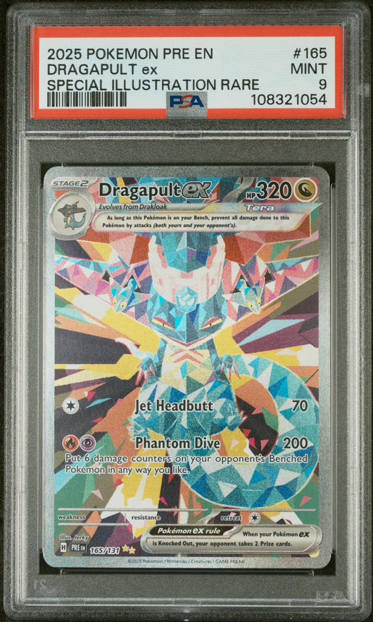2025 Pokemon Scarlet and Violet Prismatic Evolutions Special Illustration Rare Dragapult Ex #165 PSA 9