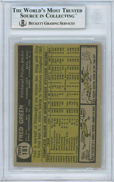 Dick Green Autographed 1961 Topps Card #181 Pittsburgh Pirates Beckett BAS #10838632