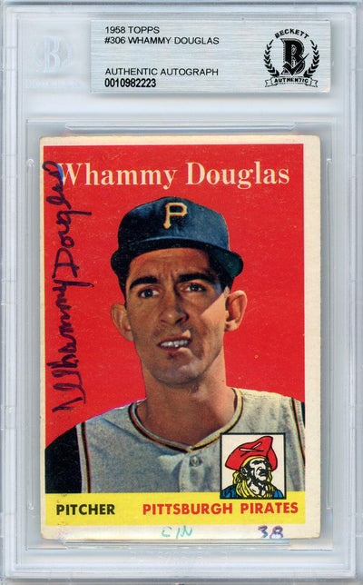Whammy Douglas Autographed 1958 Topps Card #306 Pittsburgh Pirates Beckett BAS #10982223