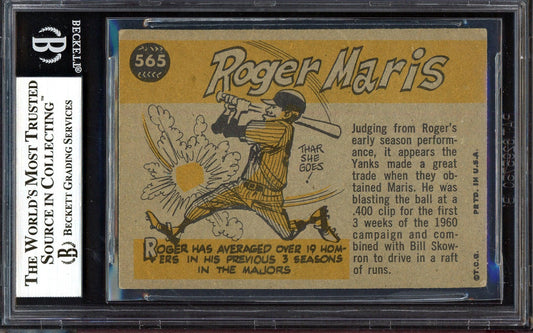 Roger Maris Autographed 1960 Topps Card #565 New York Yankees Vintage Signature Beckett BAS #13022235