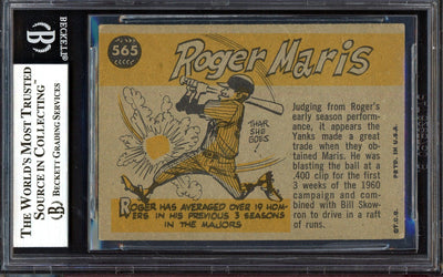 Roger Maris Autographed 1960 Topps Card #565 New York Yankees Vintage Signature Beckett BAS #13022235