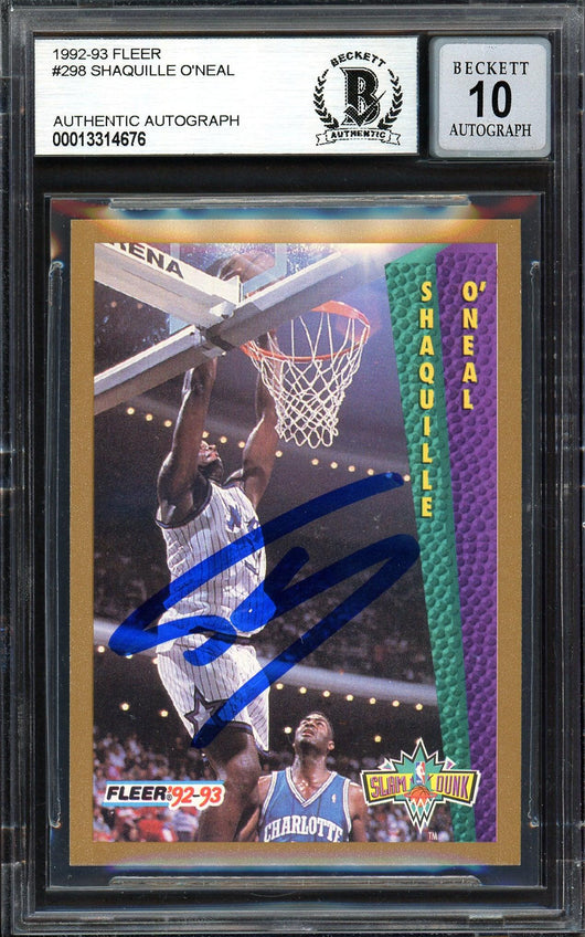 Shaquille "Shaq" O'Neal Autographed 1992-93 Fleer Rookie Card #298 Orlando Magic Beckett BAS #13314676