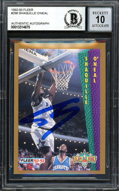 Shaquille "Shaq" O'Neal Autographed 1992-93 Fleer Rookie Card #298 Orlando Magic Beckett BAS #13314675