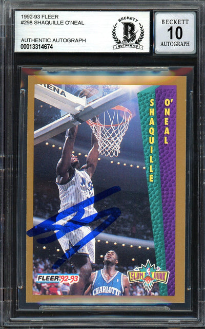 Shaquille "Shaq" O'Neal Autographed 1992-93 Fleer Rookie Card #298 Orlando Magic Beckett BAS #13314674