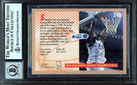 Shaquille "Shaq" O'Neal Autographed 1992-93 Fleer Rookie Card #298 Orlando Magic Beckett BAS #13314674