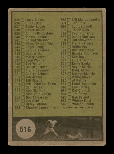 Johnny Logan & Chuck Cottier Autographed 1961 Topps Checklist Card #516 Milwaukee Braves High Number SKU #197827