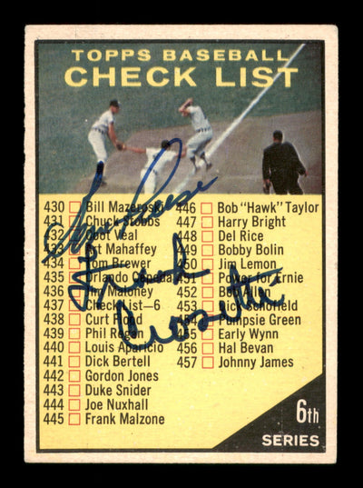Frank Crosetti & Gene Freese Autographed 1961 Topps Checklist Card #437 SKU #197848