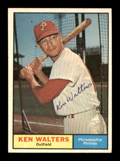 Ken Walters Autographed 1961 Topps Card #394 Philadelphia Phillies SKU #197882
