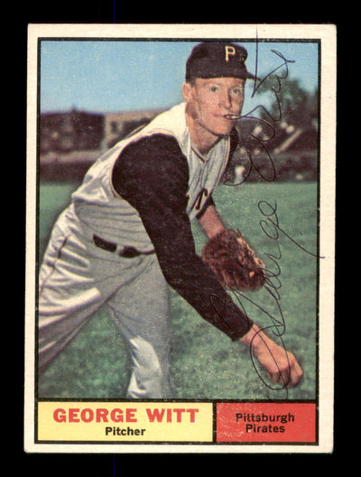 George Witt Autographed 1961 Topps Card #286 Pittsburgh Pirates SKU #197941