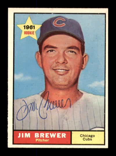 Jim Brewer Autographed 1961 Topps Card #317 Chicago Cubs SKU #197949