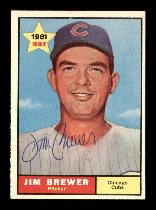 Jim Brewer Autographed 1961 Topps Card #317 Chicago Cubs SKU #197949