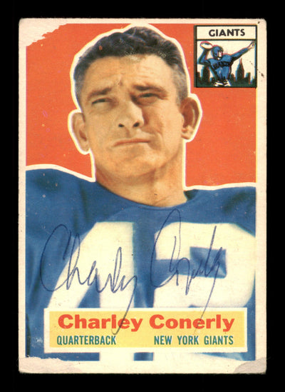 Charley Conerly Autographed 1956 Topps Card #77 New York Giants (Off-Condition) SKU #197970