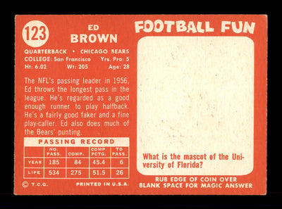 Ed Brown Autographed 1958 Topps Card #123 Chicago Bears SKU #198150