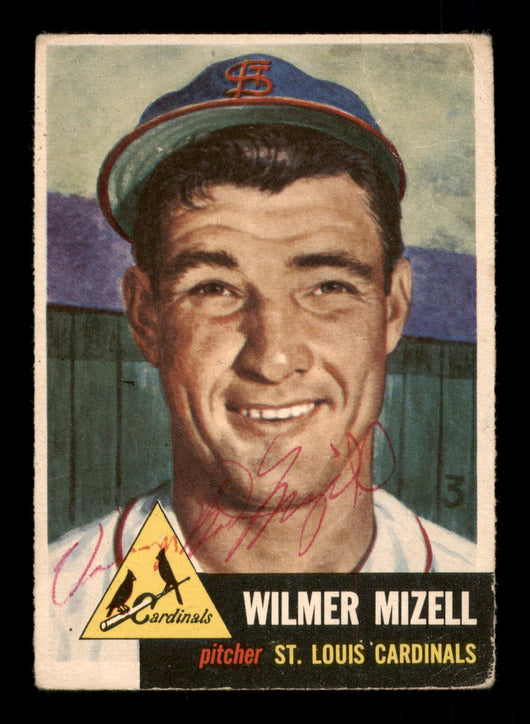 Wilmer Vinegar Bend Mizell Autographed 1953 Topps Card #128 St. Louis Cardinals SKU #198245