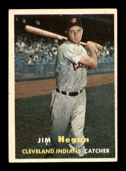 Jim Hegan Autographed 1957 Topps Card #136 Cleveland Indians SKU #198462