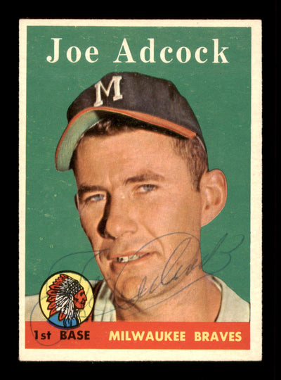 Joe Adcock Autographed 1958 Topps Card #325 Milwaukee Braves SKU #198553