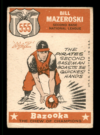 Bill Mazeroski Autographed 1959 Topps Card #555 Pittsburgh Pirates SKU #198666