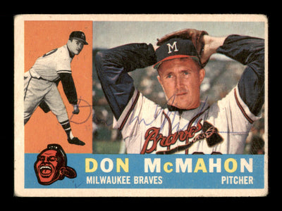 Don McMahon Autographed 1960 Topps Card #189 Milwaukee Braves SKU #198705